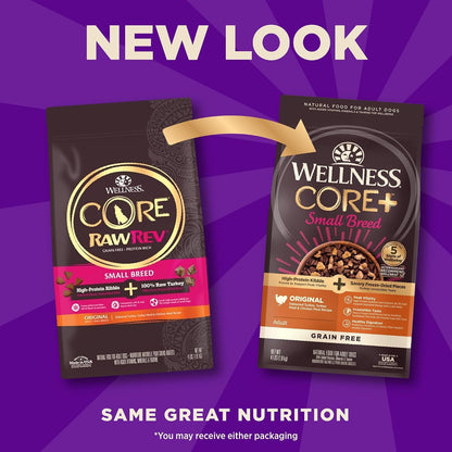 Wellness CORE+ Small Breed Adult Dry Dog Food with Freeze Dried Pieces, Grain Free Kibble+, Natural, High Protein, Turkey and Chicken Recipe, 4 Lb Bag3