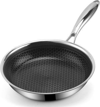 Anbomer Hybrid Ceramic Non Stick Frying Pan 8 Inch, 5-Ply Stainless Steel Skillet,Stay-Cool Handle,Induction Ready, Compatible with All Cooktops, Pfas-Free, Non-Toxic1