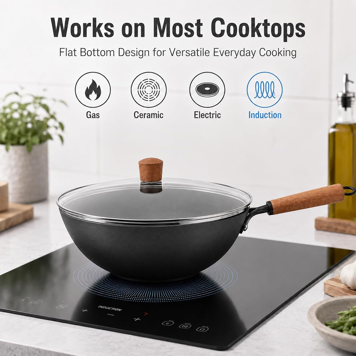 carbon-steel-wok-with-glass-lid-12-6-inch-flat-bottom-stir-fry-pan-rolled-edge-spun-wok-pan-coating-free-wok-for-induction-gas-electric-cooktops-3-4-servings