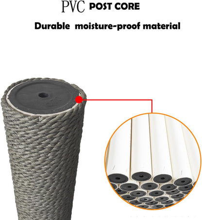2Pcs M10 Cat Tree Replacement Post - Gray Kraft Paper Cat Scratching Post Replacement Pole DIY M10 Bolt Sturdy PVC Tubes Screws Included (3.46 * 15.7")4