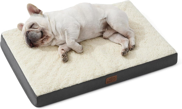 Bedsure Washable Dog Beds Large Sized Dog with Comfy Sherpa, 36X27In Grey | Orthopedic Egg Crate Foam,Comfort Support Flat Rectangle Pet Mat,Non-Slip Bottom,Removable Cover,For Large Breed up to 55 Lbs40