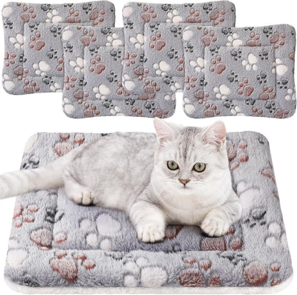 Tuanse 4 Pack Ultra Soft Dog Cat Bed Mat Small Animal Guinea Pig Bed with Cute Print Reversible Fleece Dog Crate Kennel Pad Cozy Washable Thickened Hamster Pet Beds Mat(13 X 19 Inches,Light Gray)1