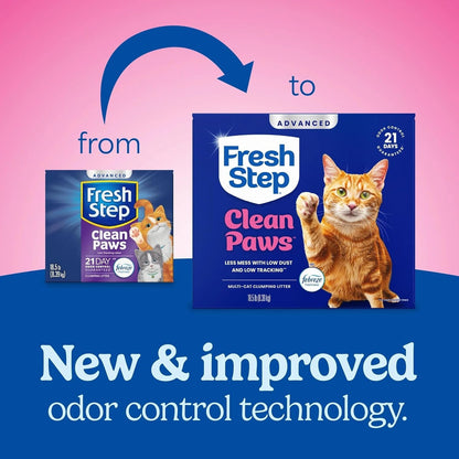 Fresh Step Advanced Clean Paws Multi Cat Clumping Litter with Febreze Freshness, Low Tracking, 18.5 Lb. Box, Pack of 22