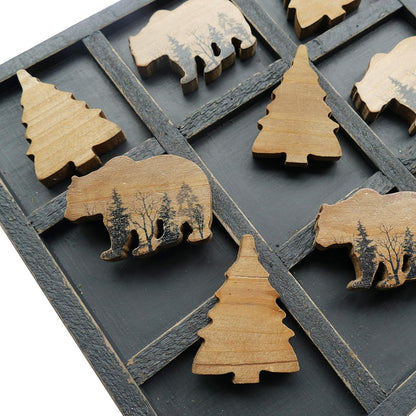 Cute Bear Decorative Wooden Board Travel Game Tic Tac Toe for Fun Coffee Table Decor4