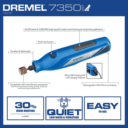 Dremel 7350-PET 4V Pet & Dog Nail Grinder, Easy-To-Use & Safe Nail Trimmer, Professional Pet Grooming Kit - Works on Large, Medium, Small Dogs & Cats2