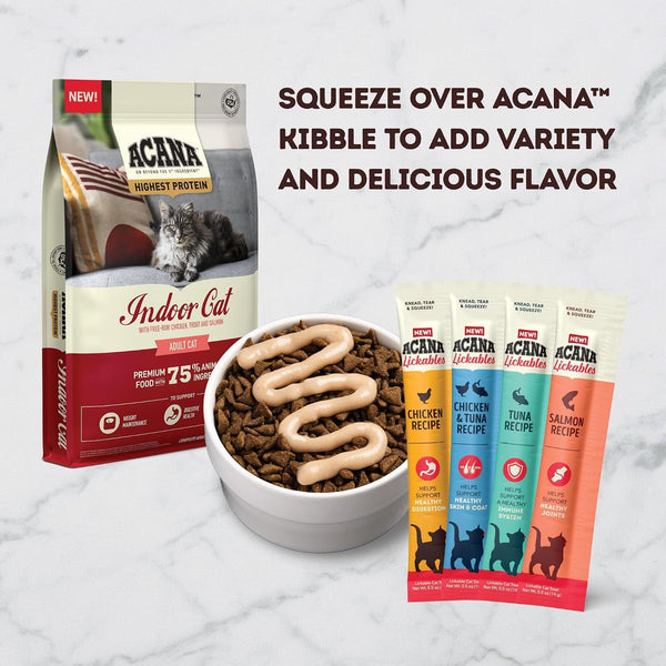 ACANA Lickables Cat Treats Variety Pack .5Oz. Tubes (8 Ct., 2 of Each) | High Protein, Skin & Coat, Immune Support7