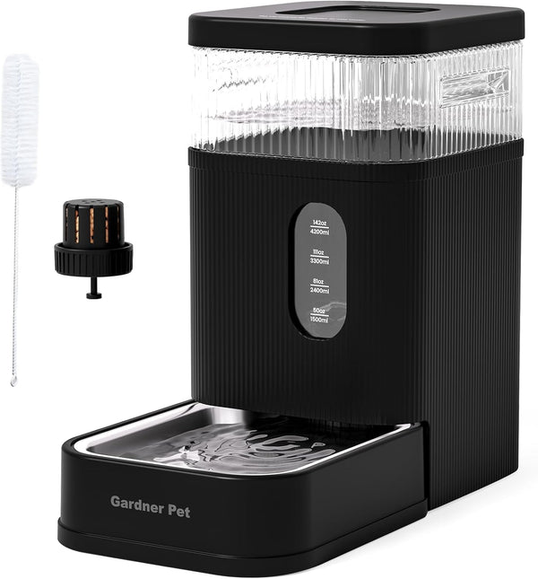 Gardner Pet 2.2 Gallon Automatic Dog Water Bowl Dispenser 8.5L Gravity Water Feeder with Stainless Steel Bowl & Maifan Stone Filter, Bpa-Free for for Cats and Dogs (Black, 2.2 Gallon)6
