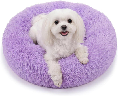 Small Calming Dogs Bed for Small Dogs Anti-Anxiety Machine Washable Fluffy Luxury Anti-Slip Waterproof Mute Base Warming Cozy Soft Pet Puppy round Bed30