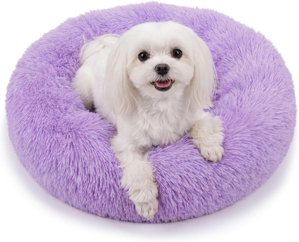 Small Calming Dogs Bed for Small Dogs Anti-Anxiety Machine Washable Fluffy Luxury Anti-Slip Waterproof Mute Base Warming Cozy Soft Pet Puppy round Bed30