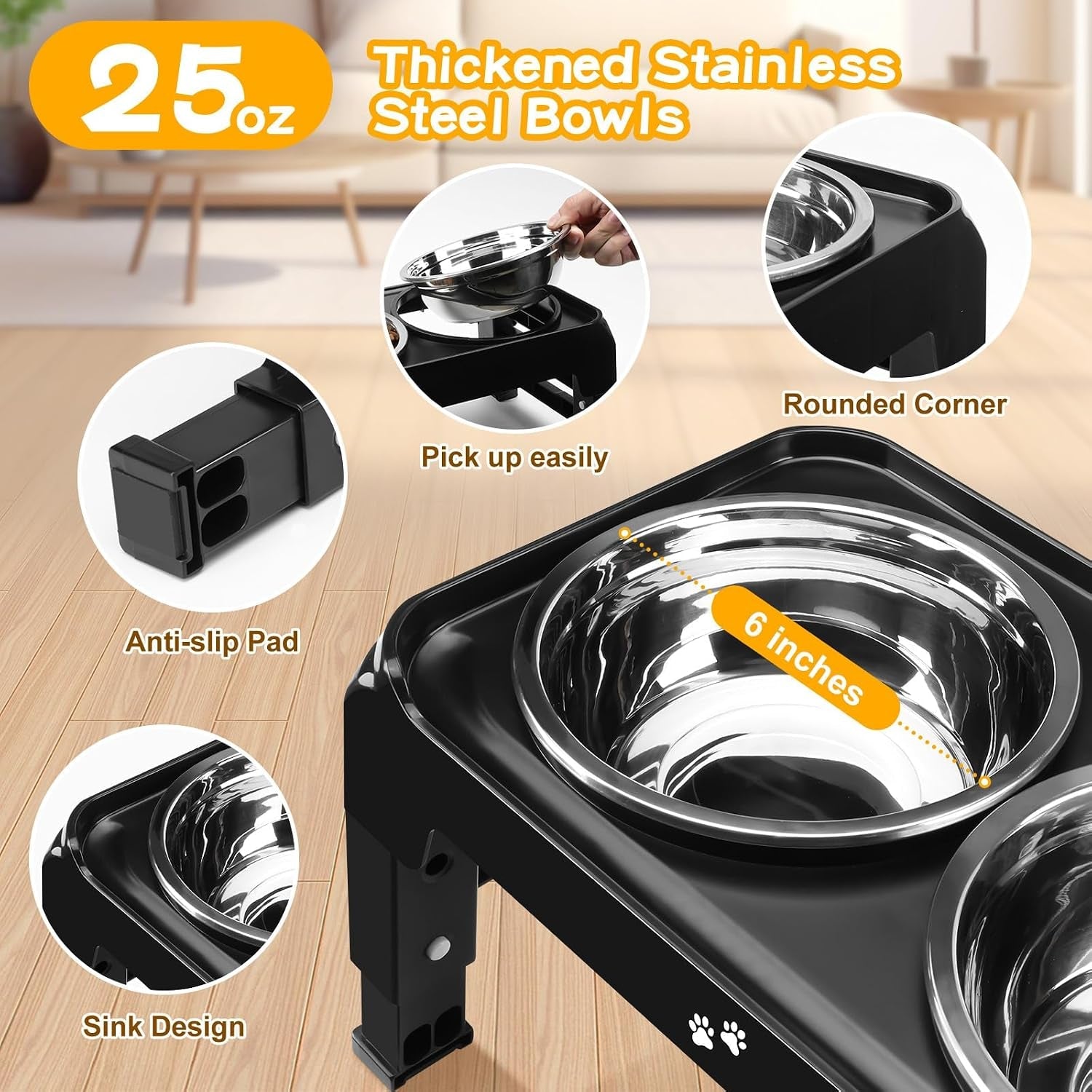 comesoon-elevated-dog-bowls-for-small-medium-dogs-3-height-adjustable-raised-stand-with-2-thick-6-stainless-steel-food-bowls-non-slip-feeder-adjusts-to-2-75-6-7-5-black