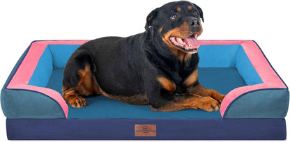 Comfort Expression Orthopedic Dog Bed for Extra Large Dogs with Bolster | Waterproof Dog Couch Bed with Washable Cover & Non-Slip Bottom, Supportive Egg Crate Foam XL Pet Bed, 42X30 Inch12