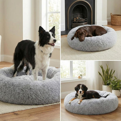 Calming Donut Dog Bed – Faux Fur Anti-Anxiety Pet Bed with Removable Washable Cover & Water-Resistant Liner – Plush Fluffy round Nest, Non-Slip Bottom for Dogs & Cats – Small, Grey4