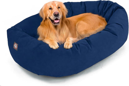Majestic Pet 32 Inch Suede Calming Dog Bed Washable – Cozy Soft round Dog Bed with Spine Support for Dogs to Rest Their Head - Fluffy Donut Dog Bed 32X23X7 (Inch) - round Pet Bed Medium – Sage48
