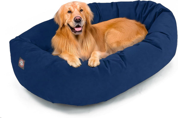 Majestic Pet 32 Inch Suede Calming Dog Bed Washable – Cozy Soft round Dog Bed with Spine Support for Dogs to Rest Their Head - Fluffy Donut Dog Bed 32X23X7 (Inch) - round Pet Bed Medium – Sage48
