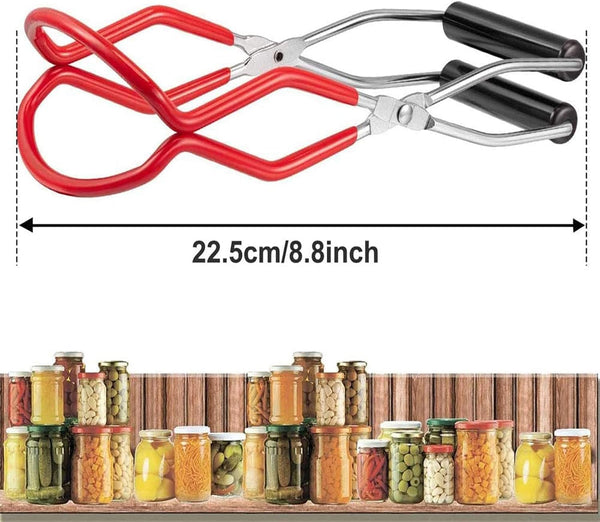 Canning Jar Lifter Tongs - Stainless Steel Jar Lifter with Rubber Grips | Slip Wide-Mouth Clip for Kitchen Restaurant, Red3