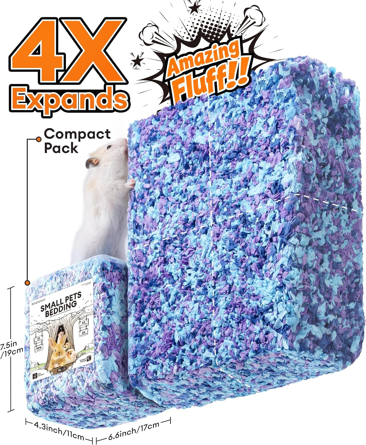 bucatstate-hamster-bedding-15l-truly-99-dust-free-small-animal-paper-bedding-odor-control-cozy-hamster-litter-for-rabbit-rat-syrian-dwarf-hamsters-gerbils-harvest-sunset