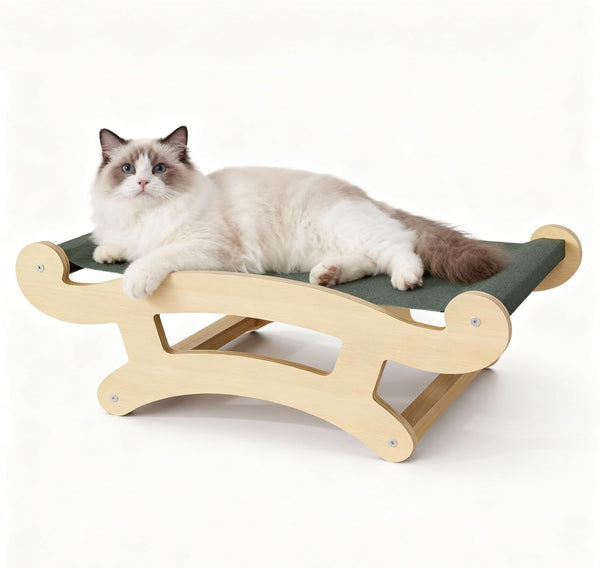 Cat Scratcher Bed for Indoor Cats Hammock for Scratching Pad Cat Chair Natural Scratch Post for Large Cats Scratcher Lounge, Wooden Cat Furniture(Large)1