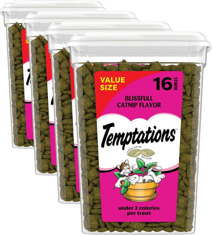 Temptations Classic Crunchy Cat Treats, Blissful Catnip, 16 Oz | under 2 Calories per Treat, Crunchy outside & Soft Inside, Resealable Tub, Snack or Food Topper, 100% Complete & Balanced12