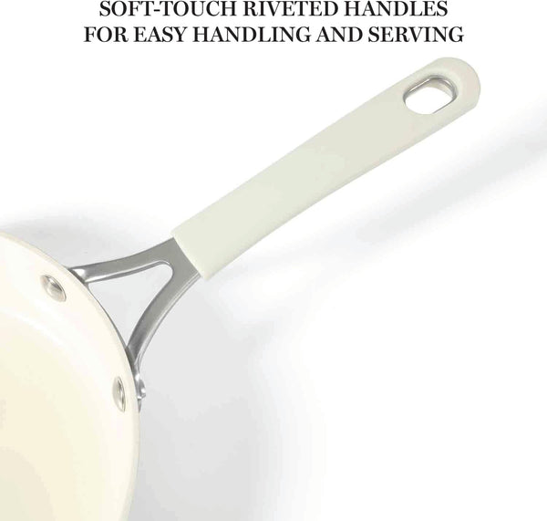 Heathland Premium Nonstick PFA Free Ceramic Interior 10-Piece Tapered Aluminum Cookware Set - Linen White7