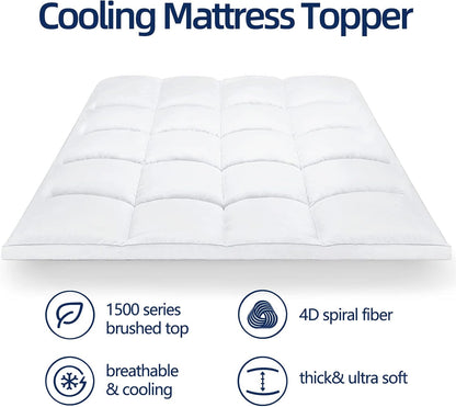 Queen Mattress Topper for Back Pain, Thick Mattress Pad Cover | Plush Pillow Top Mattress Topper, Breathable Soft Bed Topper with 8-21”Deep Elastic Pocket, Cooling for Hot Sleepers, White2