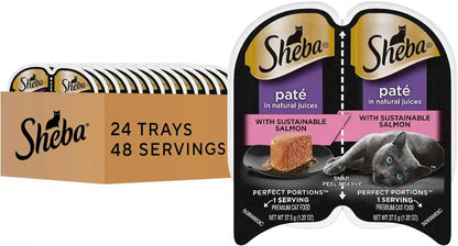 Sheba Perfect Portions Pate Wet Cat Food, Savory Chicken, 2.6 Oz, 24 Ct | Grain-Free, 48 Servings, No Fillers, Made in USA, Real Meat, Complete & Balanced, Essential Vitamins, Twin-Pack Trays12