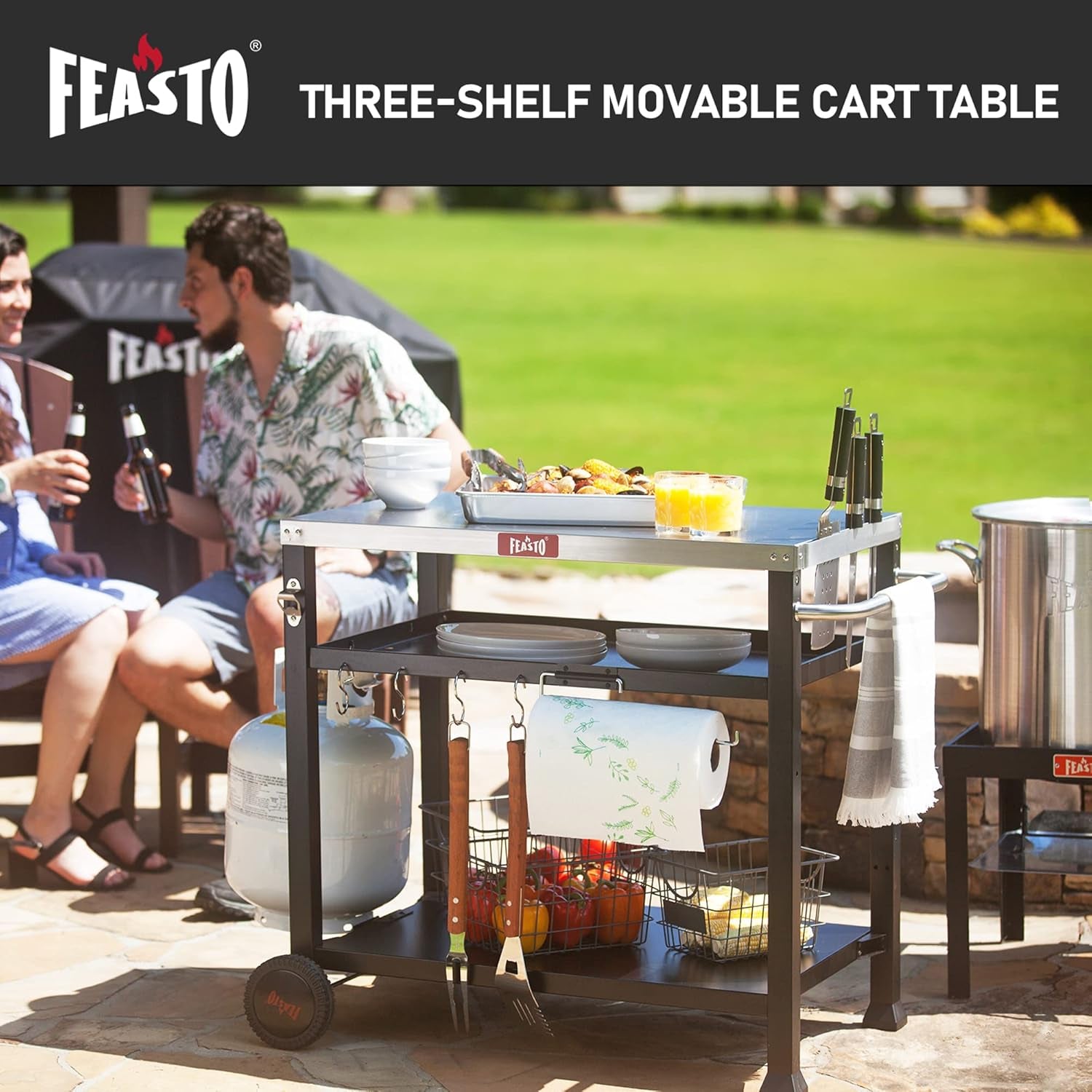 3-shelf-pizza-oven-table-outdoor-grill-cart-33-5-x-21-7-black-stainless-tabletop-with-tank-hook-for-pizza-ovens-griddles-heavy-duty-prep-station-for-patio-bbq-and-deck-parties