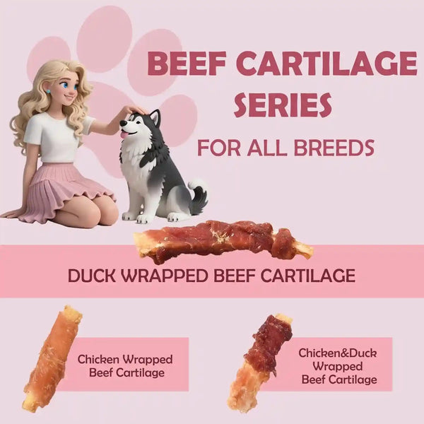 Dog Treats, Duck Wrapped Beef Cartilage Dog Chews, Long Lasting Grain Free Rawhide Free Natural Dental Dog Bones, Teeth Cleaning Training Treats for Small Medium Large Dogs Healthy Pet Snacks5