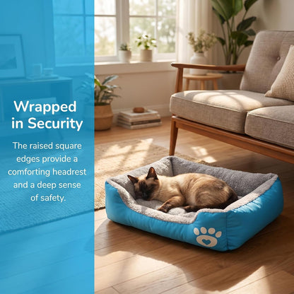 Plush Dog Bed for Small to Large Dogs - Rectangular Polyester Pet Bed with Paw Print Design, Soft & Comfortable Indoor/Outdoor Use, Dog Bed for Small, Indoor Pet Furniture, Durable Pet Bed4