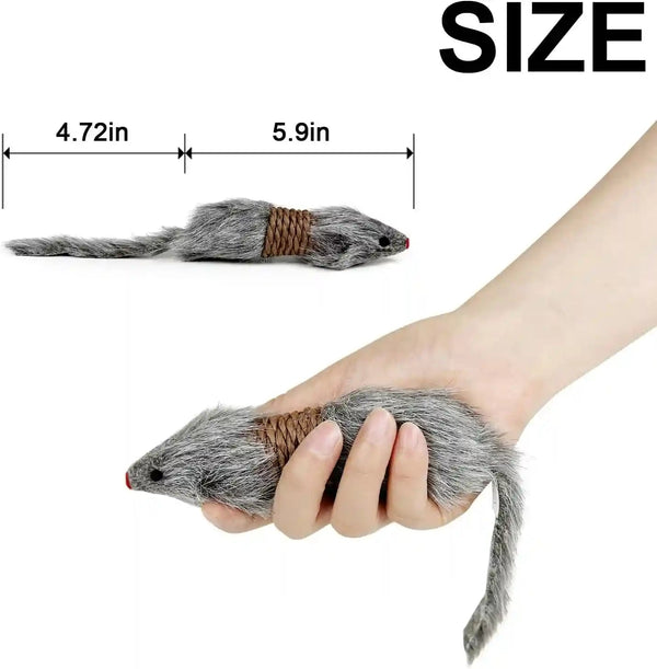Ttcat 2 Pack Large Furry Mouse Cat Toys, Natural Paper Rope Realistic Fake Mice Kitten Interactive Hunting Toy, Durable Chew Teaser Toy for Indoor Cats, Boredom Relief Cat Prey Toy.2
