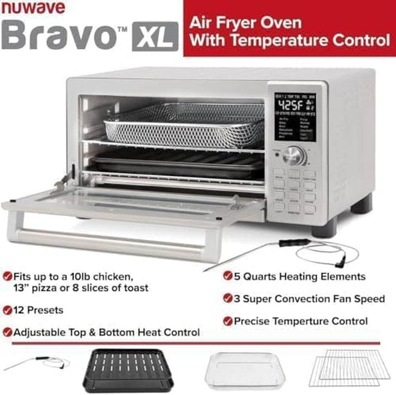 bravo-air-fryer-toaster-smart-oven-12-in-1-countertop-convection-30-qt-xl-capacity-50-500-f-temperature-controls-top-and-bottom-heater-adjustments-0-100-brushed-stainless-steel-look