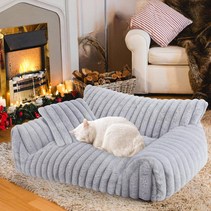 Cute Cat Couch Bed for Indoor Cats, Dog Beds for Small Dogs Couch, S, Grey | Dog Couch Bed with Removable Washable Cover,Cute Fluffy Pet Sofa Cat Couch Bed,Washable Dog Bed Medium Large Size Dog1