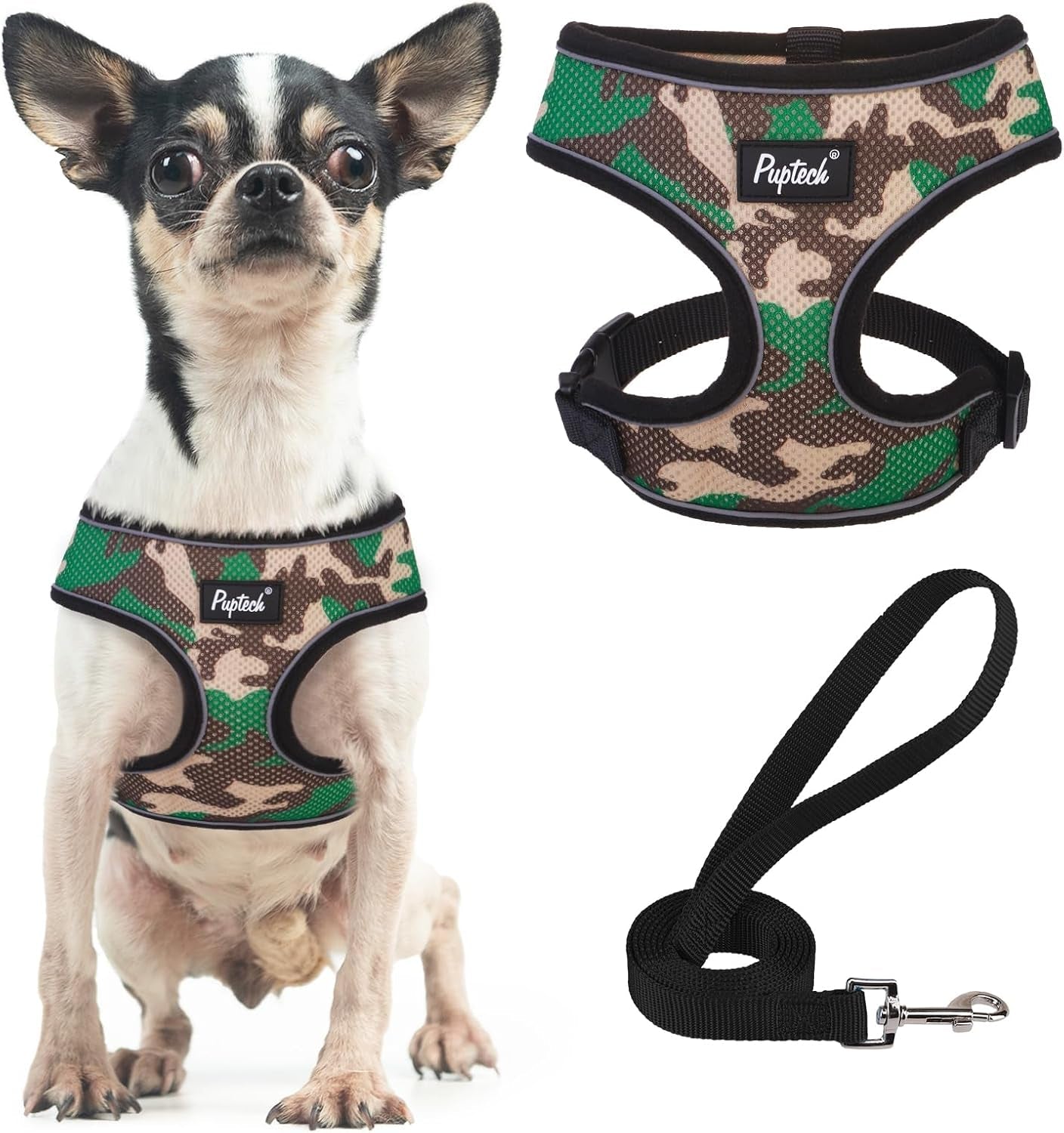 pupteck-soft-mesh-dog-harness-small-sized-and-leash-set-pet-puppy-cat-comfort-padded-vest-no-pull-harnesses-beige-s