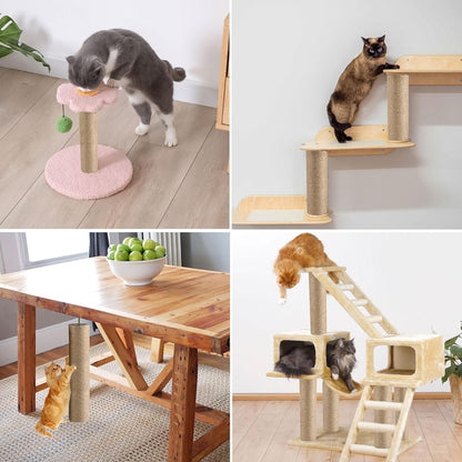 4 Pcs Cat Scratching Post Replacement, Natural Jute Pole Cat Tree Replacement Parts, Cat Scratch Pole with 8 M8 Screws and 1 Wrench for Indoor Kittens Tower (11.8 X 3.3 In)7