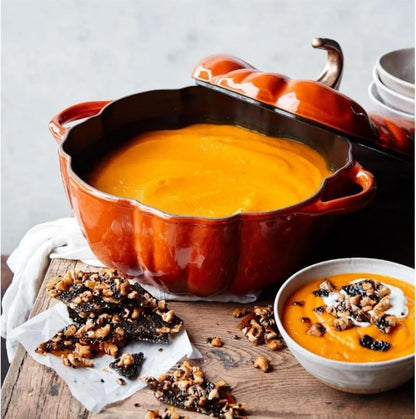 4Qt Pumpkin Cast Iron Dutch Oven,Pumpkin Cocotte with Lid, Punpkin Shaped Enamel Pot,Multi-Functional Cooking Pot,Soup Pot Stew Pot, Serves 3-5,Thanksgiving Decor (2Qt, Orange)5