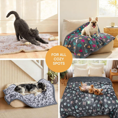 Luciphia Waterproof Pet Blankets for Couch Sofa Bed Cover Cat Liquid Pee Proof Washable Soft Fluffy Large Dog Blanket Reversible Furniture Protection Puppy Grey Paw Thicken Small（40" X 28"） | Soft Print Pet Blanket Washable Pee Proof, Furniture Protector for Couch Sofa Bed Car, Cozy Throw (40" X 28", Grey Paw)4