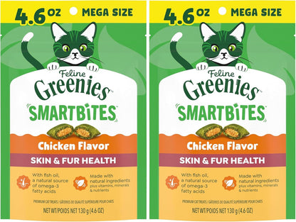 Greenies Feline Smartbites Skin & Fur Health Cat Treats, Salmon, 4.6 Oz | Fish Oil & Flaxseed, Omega-3S, No Artificial Flavors or Preservatives, under 2 Calories per Treat, Crunchy & Soft19