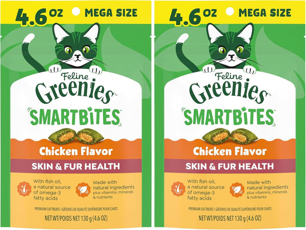 Greenies Feline Smartbites Skin & Fur Health Cat Treats, Salmon, 4.6 Oz | Fish Oil & Flaxseed, Omega-3S, No Artificial Flavors or Preservatives, under 2 Calories per Treat, Crunchy & Soft19