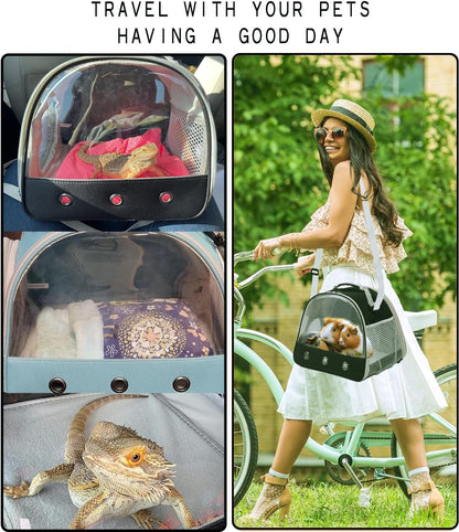 Bearded Dragon Travel Carrier,Lizards Carrier, Small Animal Travel Carrier for Sugar Glider Hedgehog Rat Parrot Bird Guinea Pig, Portable Guinea Pig Travel Bag for 28