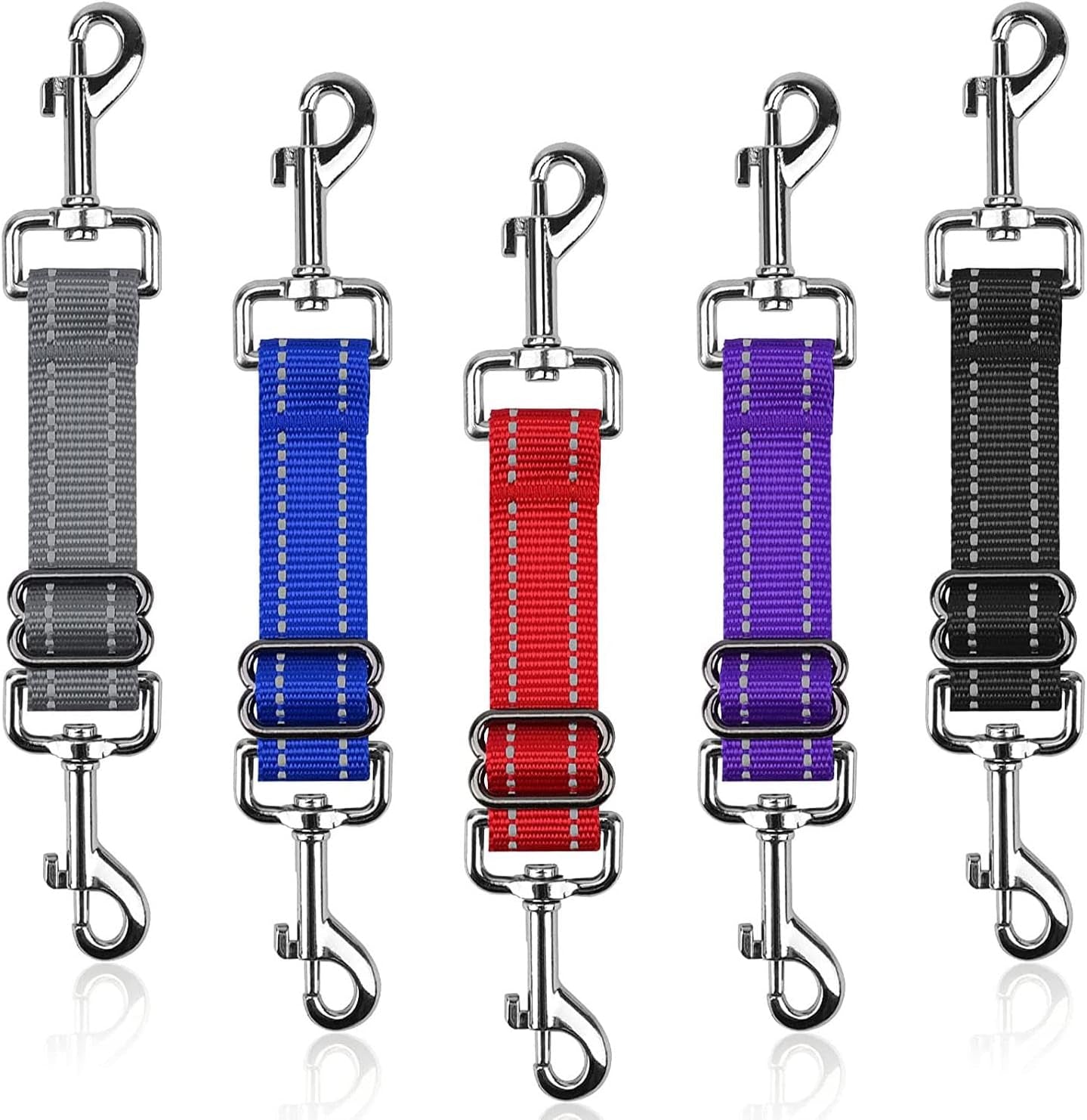yuepet-dog-safety-collar-clips-2-pack-adjustable-prong-backup-clips-reflective-double-ended-backup-clasp-leash-connector-for-dog-harness-to-collar-safety-clipgrey-black-prong-collar-backup-double-ended-clips-harness-to-collar-connector-reflective-strap-7-8-2-in-adjustable-length-2-pack
