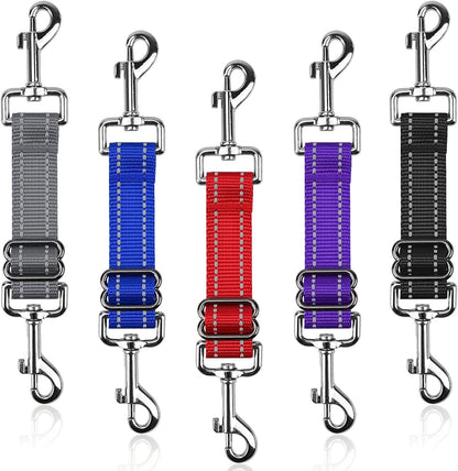 YUEPET Dog Safety Collar Clips 2 Pack Adjustable Prong Backup Clips Reflective Double Ended Backup Clasp Leash Connector for Dog Harness to Collar Safety Clip(Grey+Black) | Prong Collar Backup, Double-Ended Clips, Harness to Collar Connector, Reflective Strap, 7-8.2 in Adjustable Length, 2 Pack8