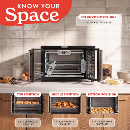 French Door Air Fryer Toaster Oven – 6-Slice Capacity, Fryforce 360°, Digital Display with 17 Cooking Presets, Black12