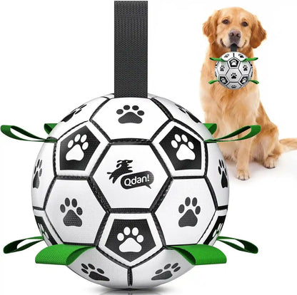 QDAN Dog Toys Dog Balls, 6 Inch Dog Soccer Ball with Straps, Herding Balls | Dog Birthday Toy, Balls for 20-40Lbs Dogs, Outdoor Puppy Toys to Keep Them Busy, Interactive Toy for Tug, Pool Water Toy Ball25