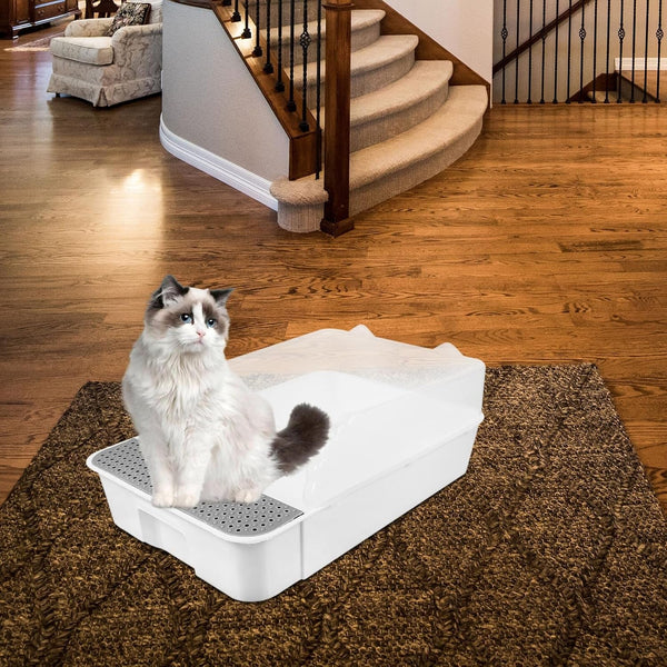 Detachable Semi-Enclosed Cat Litter Box Splash-Resistant Small White Cat Toilet Pan for Indoor Kitten Training and Litter Housebreaking6