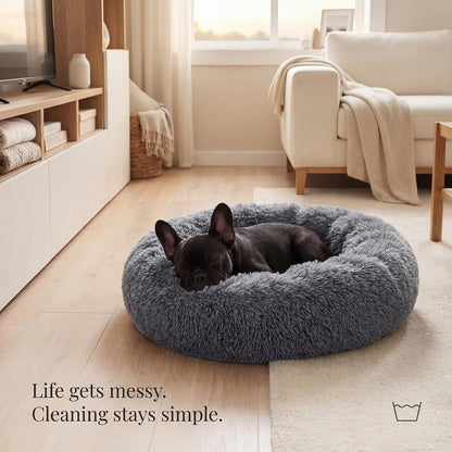 Small Calming Dogs Bed for Small Dogs Anti-Anxiety Machine Washable Fluffy Luxury Anti-Slip Waterproof Mute Base Warming Cozy Soft Pet Puppy round Bed7