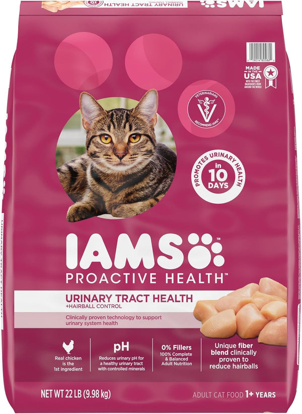 IAMS Proactive Health Urinary Tract Health Dry Cat Food, Chicken, 22 Lb | Veterinarian-Recommended, Real Chicken #1 Ingredient, Reduces Urinary Ph, Antioxidants, Antioxidants for Immune Support1