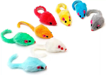 CHIWAVA 36PCS 4.1'' Furry Cat Toy Mice Rattle Small Mouse Kitten Interactive Play Assorted Color7