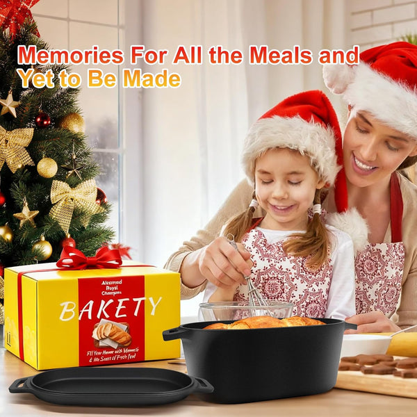 ARC Dutch Oven for Bread Baking Includes Bread Box & Heat-Resistant Oven Mitts, 3.6QT Oval Cast Iron Bread Loaf Pan with Lid, Bread Oven for Sourdough, Sourdough Starter Kit7