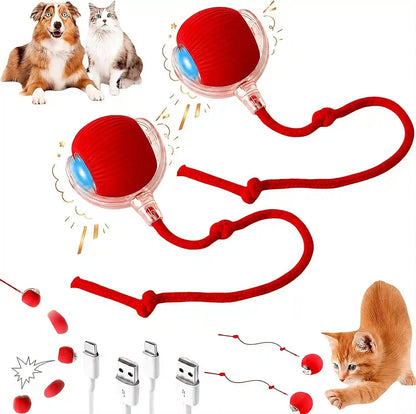 Purrmitive 2026 Durable Interactive Cat Toys for Indoor Cats, Dog Toys Ball, Rolling Pet Ball, Smart Automatic Cat Chase Balls Toy, Interactive Dog Toys Speedy Tail,Kitten & Cat Toys Interactive (Red)13