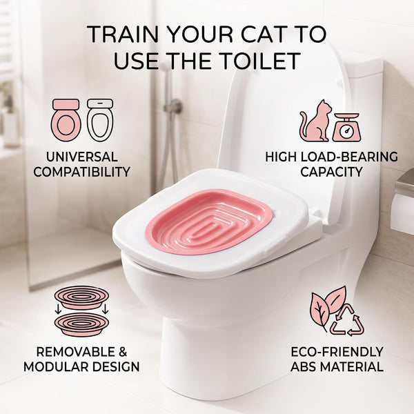 Zerone Cat Toilet Training Kit, Universal Removable Design Reusable Environmentally Friendly Cat Toilet Trainer for Pet Cleaning (White Tray, 1 Pink Inner Support)4