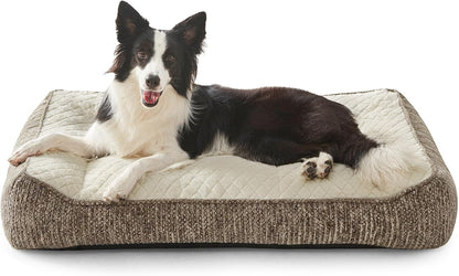 JOEJOY XL Orthopedic Dog Bed for Large Dogs, Extra Thick Foam Pet Bed Sofa | Bolster Sides, Large Sized Dog Couch Bed with Removable Washable Cover, Non-Slip Bottom, Grey (42"X30")25